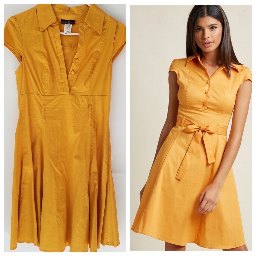 Tropical Wear | Retro 50s Style Yellow Shirt Dress
